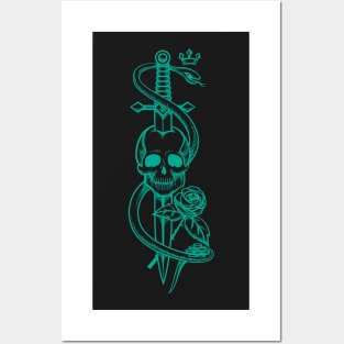 Skull Sword Snake Tattoo Posters and Art